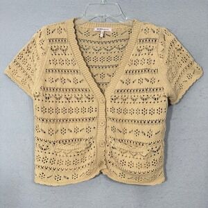 BCBGeneration Women's Open Knit Boho Cardigan Crochet Sweater Size M Cottagecore